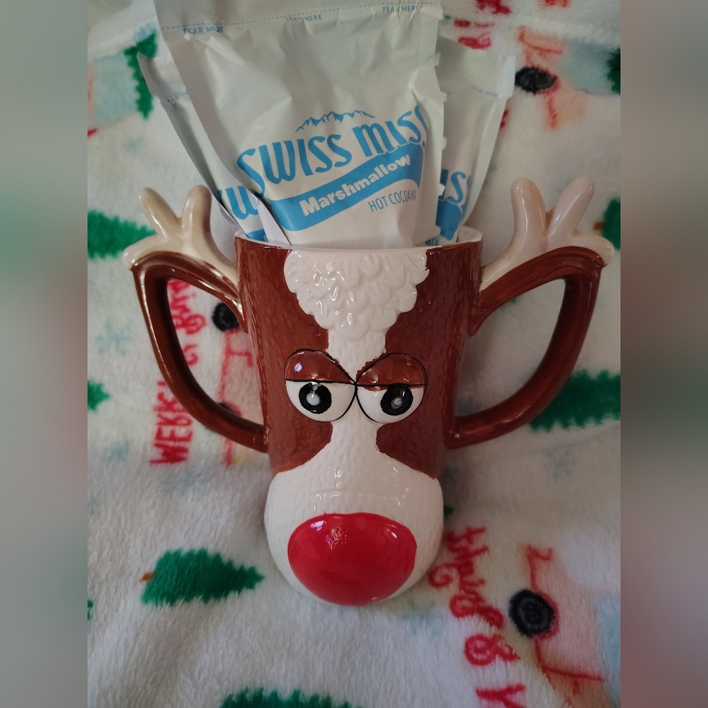 RUDOLPH THE RED NOSE REINDEER MUG 5.5" H X 3" W. - Picture 3 of 5